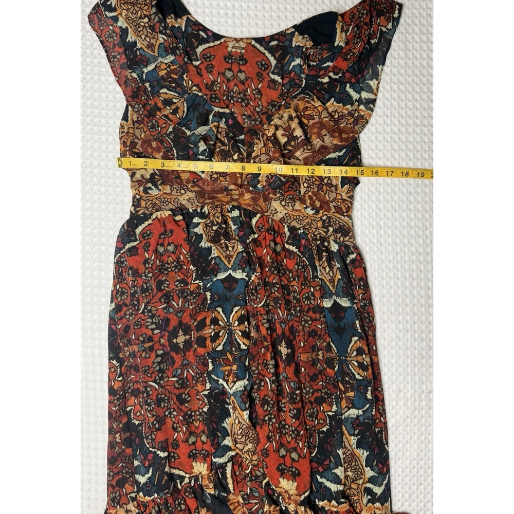 Free People Wear It Out Maxi Tiered Ruffled Dress Bohemian Fall Floral Cowgirl - Picture 10 of 13